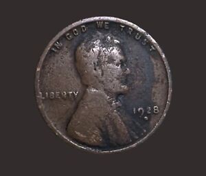 1928-D 1C BN Lincoln Cent WHEAT PENNY 2585N Very Good