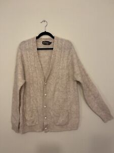 Vintage Men’s Sears Sportswear 2XL 2X Tall Light Tan Wool Blend Cardigan Sweater