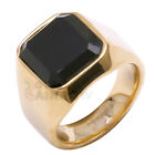 R5 MEN's Stainless Steel Black Onyx Gold Silver Plated Ring Size 8-13