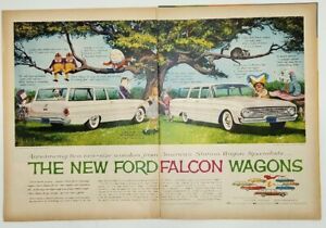 1960 Ford Falcon Wagons Station Wagon Humpty Dumpty In Tree Two Page Print Ad