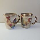 Farm House Rooster And Chicken Pair Of Coffee Mugs Set