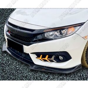 For 16-21 Honda Civic Gen 10Th Carbon Painted Front Bumper Lip Body Kit Spoiler (For: Honda Civic)