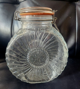 Hermetic Glass SUNFLOWER Canister Jar with Bail Lid ITALY For Rosenthal Netter