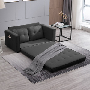 Pull Out futon sofa bed,Linen Fabric Convertible Sofa Bed,Futon loveseat sleeper