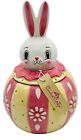 New ListingJohanna Parker Carnival Cottage Bunny Canister Easter Rabbit 10 inch Magenta