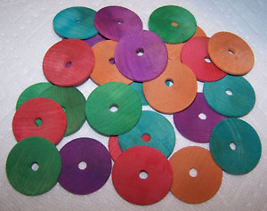 25 Bird Toy Parts Colored Wood Circle Discs 1-1/2