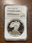 1986-S Proof $1 American Silver Eagle NGC PF70UC Brown Label Ultra Cameo