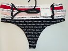 New 3 Pack CK Calvin Klein Thong Panties QP1259X Logo/Pink/Red Size Medium
