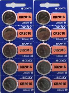 10 x SONY/MURATA CR2016 Lithium Battery 3V Exp 2030 Pack 10 pcs Coin Cell