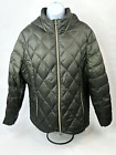 Lucky Brand Quilted Puffer Jacket Womens XL Green Down Hooded Packable *Flaw*