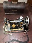 Antique Singer Model 128 Sewing Machine w/ Bentwood Case w/ Knee crank