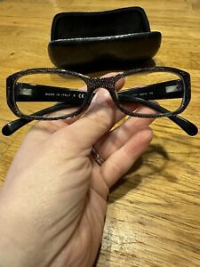 Chanel 3171-B c1177 Black Lace Rectangle Eyeglasses Frames 53-16-135 Preowned