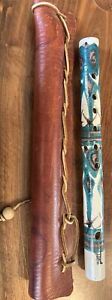 Vintage Japanese Ceramic Flute with Leather Case - With Glue Repair - Working