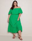 Plus Size - Womens Dress -  Flutter Sleeve Off Shoulder Summer Maxi Dress