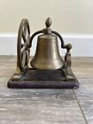 Brass Bell Mounted On Wood Stand Tabletop, Spinning Turning Wheel 7