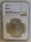 1886 Morgan Silver Dollar - NGC: MS 63