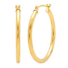 14K Yellow Gold 1 inch Round Hoop Earrings for Women Real 14K Gold