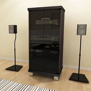 NEW Wide AV Component Stand Audio Stereo Entertainment Glass Media Cabinet Rack