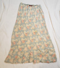 Sundance 100% Silk Floral Print Chiffon Maxi Skirt Sz 12 Pastel Blue White Pink