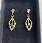 9ct Gold Diamond Earrings with Swivel Sapphire/Opals