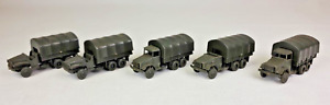 Five (5) Roco Covered Army Cargo Trucks HO Scale Three Missing Parts