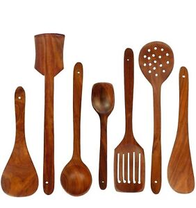 Wooden Serving and Cooking Spoons Set Kitchen Organizer Items