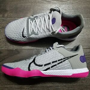 $140 NIKE React Gato Indoor Soccer Flyknit Shoes Mens Size 12 Grey Purple