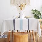 Rustic Blue Tablecloth Linen Tablecloth Burlap Table Cloths for Kitchen Dinin...