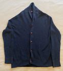 Chaps Men's Cardigan Sweater Navy Blue Shawl Collar Button Knit Size Large