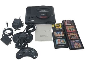 Sega Genesis 1st Gen Console System Model 1601, 2 Controllers 7 Games TESTED