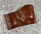 Right Hand Brown Leather Belt Holster with Ammo Carrier for S&W J-FRAME 22 38