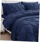 New Listing Comforter Set – 7 Piece Bed in a Bag – Pinch Pleated Size Bedding King Navy