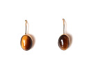 Antique 14K Solid Yellow Gold Tiger's Eye Dangle Earrings