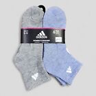 ADIDAS Womens Socks 1/4 Crew Cushioned Arch Compression 6 Pair Shoe Size 5-10