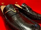 $1489.00 !! VERSACE MEN'S CROCODILE  BLACK LEATHER LUXURY LOAFERS SHOES SIZE 42