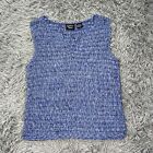 Vintage Christina Rotelli Knit Sweater Tank Top Blue Ribbed 90s Y2K Size Small