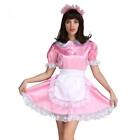 Sissy girl maid Pink Satin lockable dress cosplay costume Tailor-made