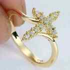 2Ct Lab Created Diamond  Women's  Cross  Engagement  Ring 14K Yellow Gold Plated