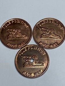 3 VINTAGE POLE POSITION ARCADE TOKENS #qf1 SEARCH MY STORE FOR VIDEO GAME TOKENS
