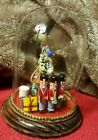 Vintage Style Christmas Tree Wood Soldiers Train Gifts in Glass Dome Decoration