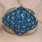 HSN Victoria Wieck Sterling Vermeil 5.1ct London Blue Topaz Dome Ring Pre-owned