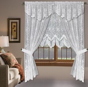 Shabby Chic Floral Lace Window Curtain Panels/Balloon Curtains Separate Valances
