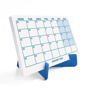 2024 Minimal Planner Desk Calendar, Blue Calendar, Monday Start