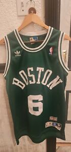 VTG NBA Adidas HWC Boston Celtics Bill Russell Jersey Mens Small SEWN 6 Green