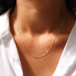 10K Solid Gold Box Chain 0.6mm 16'' 18'' 20'' 22'' 24' 26'' 28'' 30''