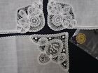 3 Vintage 1950 Brussels Lace Handkerchief Dusaer White Hanky Hankies Pkg Bridal