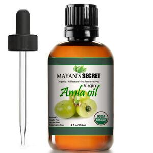 Amla oil for hair growth Virgin Organic USDA Certified Large 4oz Glass bottle