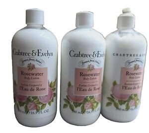 Crabtree & Evelyn ROSEWATER Body Lotion 16.9 oz 500 ml - 3 PackX