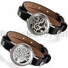 Men Aromatherapy Essential Oil Diffuser Locket Bracelet Leather Band with 6 Pads