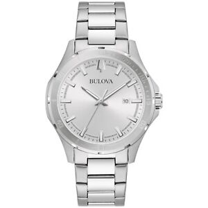 Bulova Men's Quartz Silver-Tone Date Indicator Watch 40MM 96B376